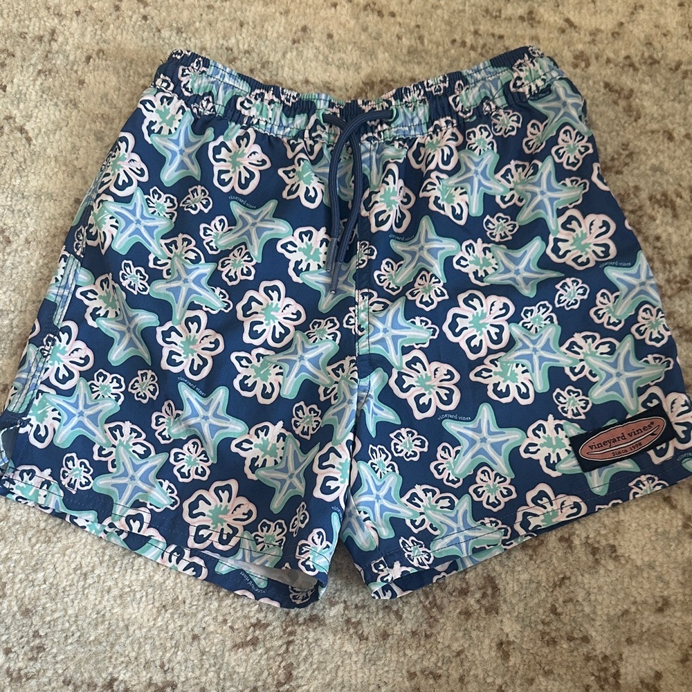 Vineyard Vines Navy Starfish & Floral Swim Shorts